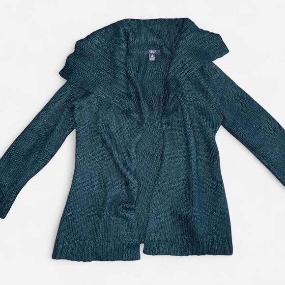 Chaps Emerald Green Shawl Collar Knit Cardigan Sweater - Picture 1 of 7